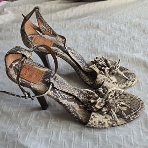Bacio 61 Snake Print High Heels Size 8.5 Boho Bohemian